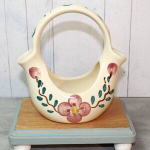 Vintage Purinton Pottery Wedding Bride's Basket Mountain Rose Pattern